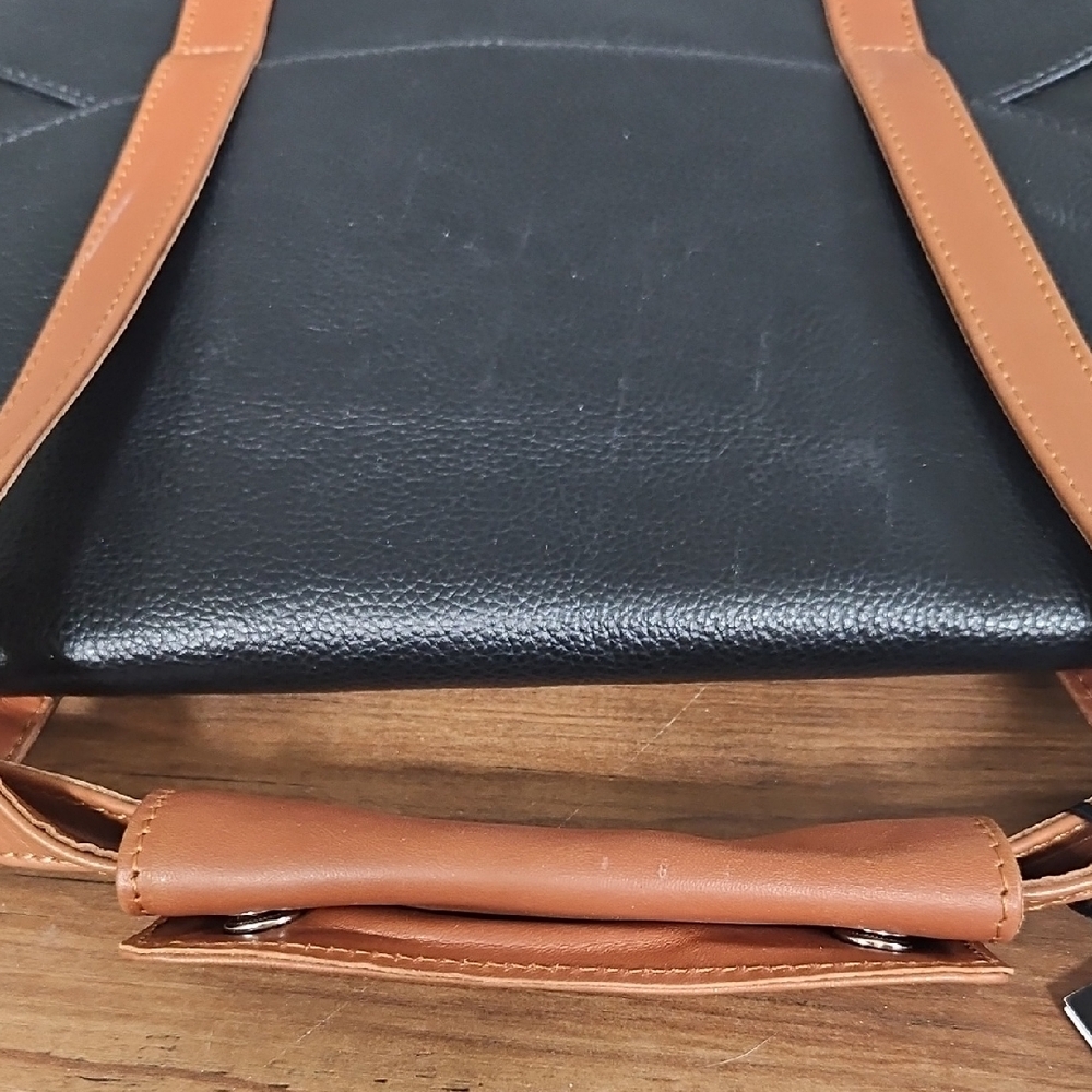 Executive Black and Tan Leather Briefcase - Picture 2 of 7